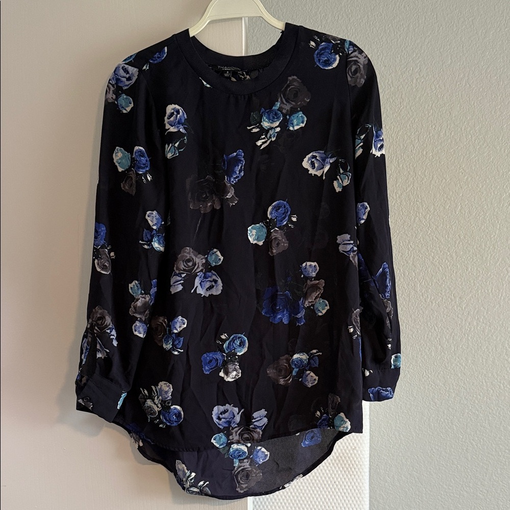 Thakoon Black and Blue Floral Blouse